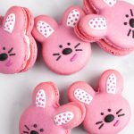 bunny macarons decorated with royal icing