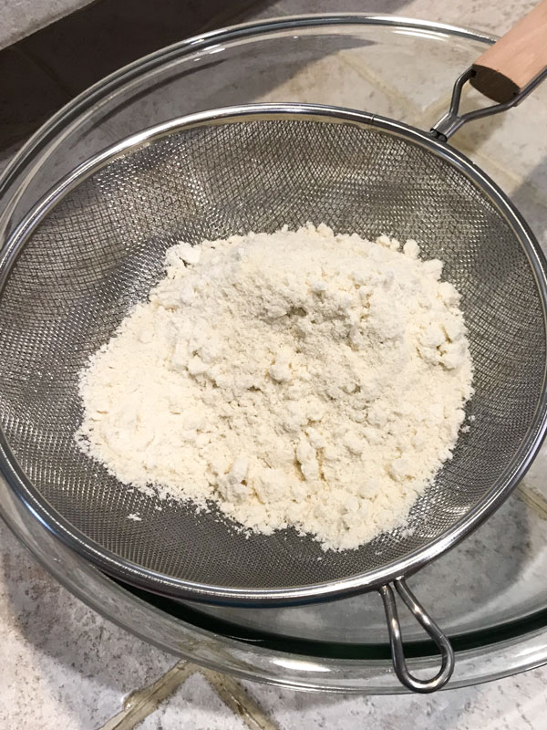 almond flour in sifter