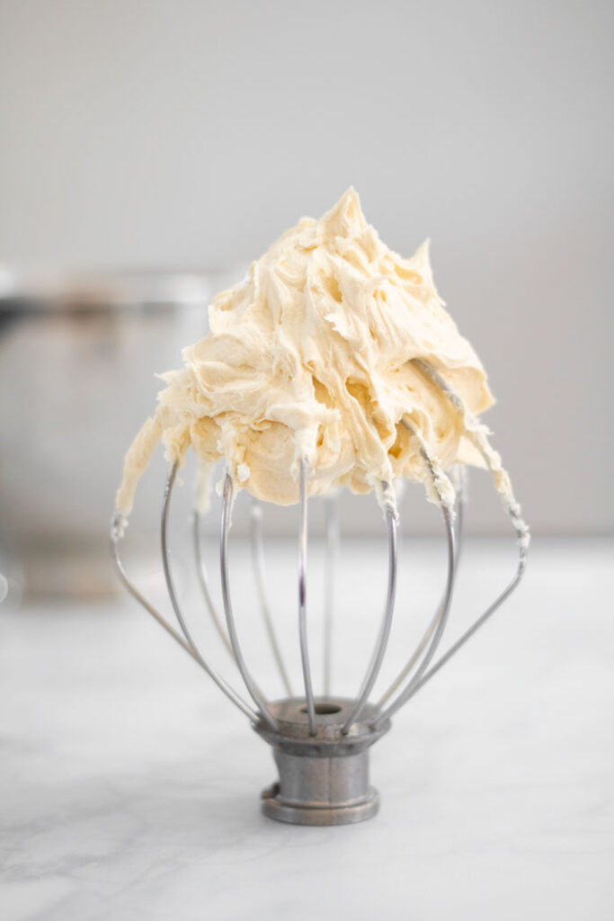 whisk with salted caramel buttercream for macarons