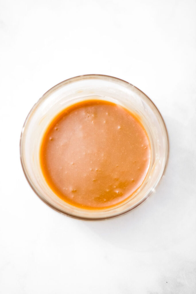 salted caramel sauce in glass bowl