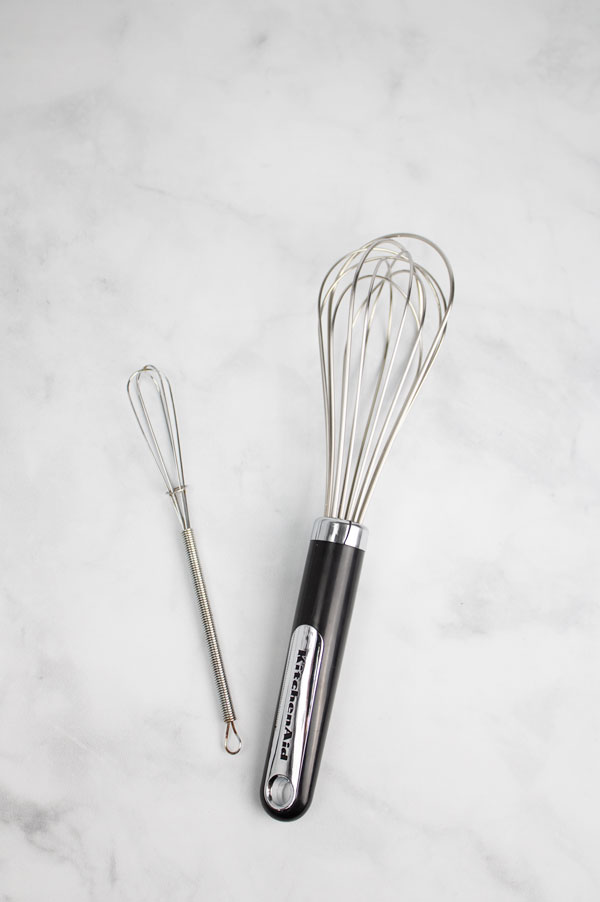 small and large whisk